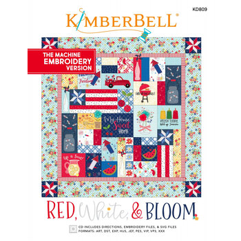 Red, White, & Bloom Quilt Pattern - Machine Embroidery Version