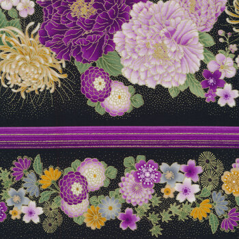 Majestic CM8809-BLACK Japanese Purple Floral 11