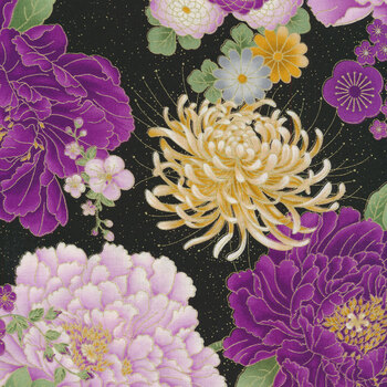 Majestic CM8810-BLACK Japanese Purple Floral Large by Timeless Treasures REM #2