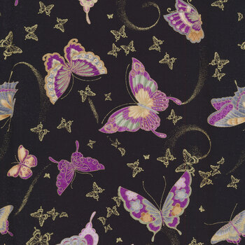 Majestic CM8815-BLACK Amethyst Butterflies by Timeless Treasures