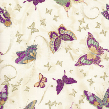 Majestic CM8815-CREAM Amethyst Butterflies by Timeless Treasures