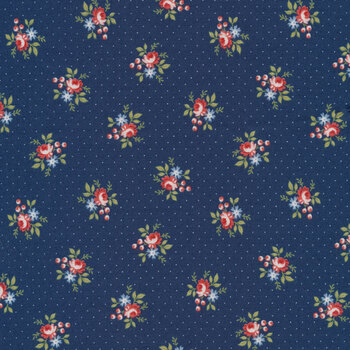 Belle Isle 14925-15 Dotted Floral Ditsy Navy by Minick & Simpson for Moda Fabrics REM #2