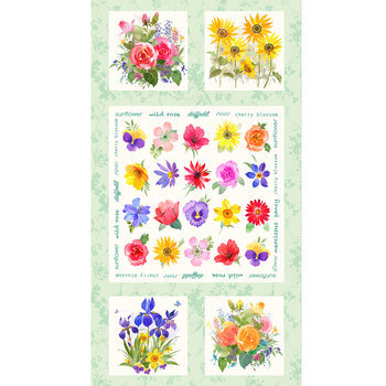 Flower Shop Y3298-109 Light Mint Panel by Clothworks REM