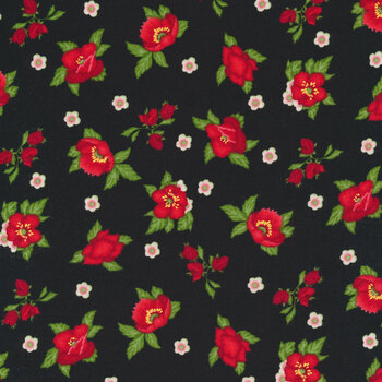 Scarlet's Garden 20647-2 Black by Debbie Beaves for Robert Kaufman Fabrics