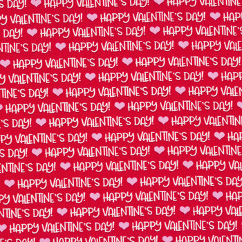 Gnomie Love 9784-88 Red Happy Valentine's Day Words by Shelly Comiskey for Henry Glass Fabrics