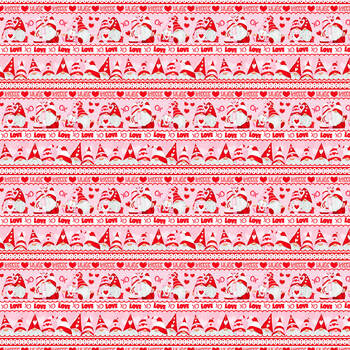 Gnomie Love 9789-28 Pink/Red Novelty Stripe Gnomes by Shelly Comiskey for Henry Glass Fabrics