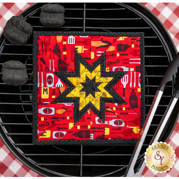  Folded Star Squared Hot Pad Kit - Peace, Love & BBQ - Red