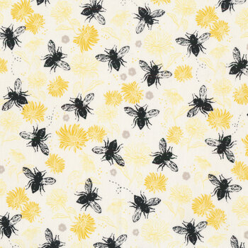 Studio G Bees Print Cotton Fabric in colour way Taupe Per Metre 