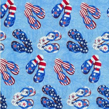 My Happy Place 6045-78 Multi Tossed Flip Flops by Sharla Fults for Studio E Fabrics