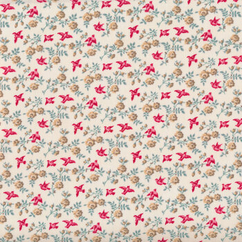 Spring Is In The Air 2785-38 Cream/Red Birds and Flowers by Hannah West for Henry Glass Fabrics