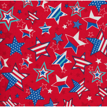 Great American Summer 9855-88 Red by Emily Dumas for Henry Glass Fabrics REM