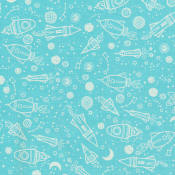 Lift Off 12606G-84 Space Galaxy Turquoise by Kanvas Studio