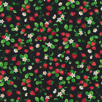 Strawberry Fields C1049-Black by Timeless Treasures