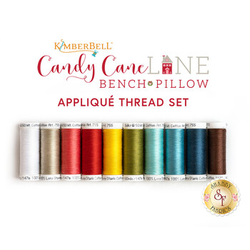 Candy Cane Lane Bench Pillow - 10pc Applique Thread Set - Sewing Version