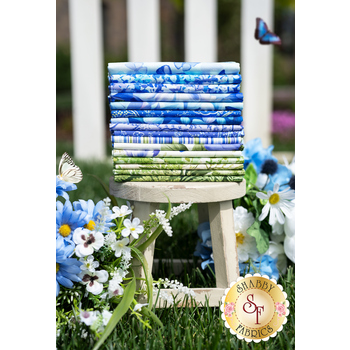 Floral Fantasy  16 FQ Set - Blue Set by Michael Miller Fabrics