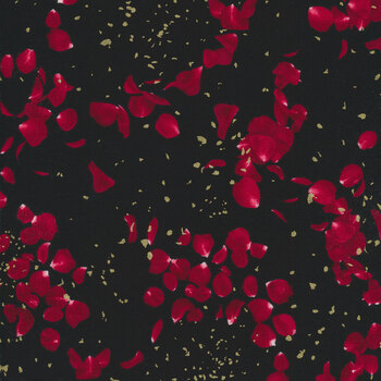 Gilded Rose CM1254-BLACK Metallic Rose Petals by Chong-a Hwang for Timeless Treasures Fabrics