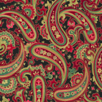 Gilded Rose CM1321-BLACK Gilded Rose Paisley by Chong-a Hwang for Timeless Treasures