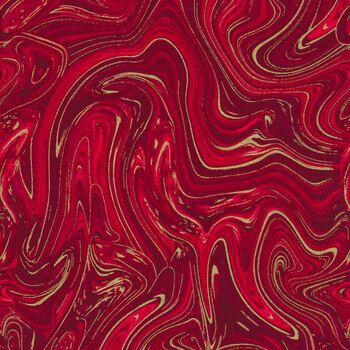 Gilded Rose CM1257-RED Gilded Rose Metallic Swirls by Chong-a Hwang for Timeless Treasures