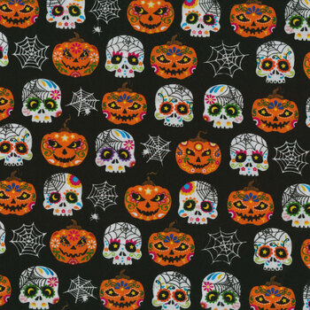 Trick or Treat CX10334-BLAC-D Ghastly Greetings by Michael Miller Fabrics
