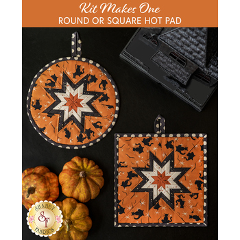  Folded Star Hot Pad Kit - Retro Halloween - Round OR Square - Orange