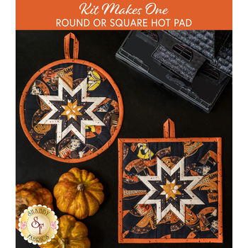  Folded Star Hot Pad Kit - Retro Halloween - Round OR Square - Black