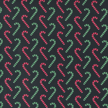 Candy Cane Lane 24124-18 Charcoal Candy Canes by Moda Fabrics