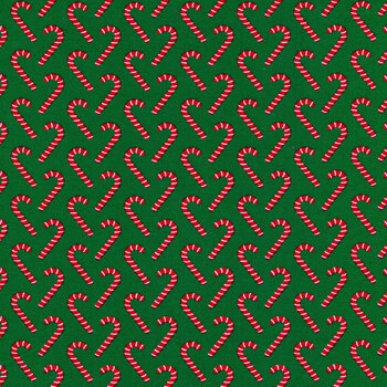Candy Cane Lane 24124-17 Evergreen Candy Canes by Moda Fabrics REM
