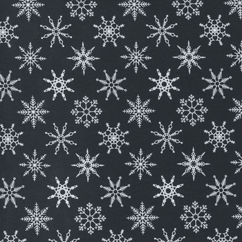 White Swirls & Snowflakes Tossed-Blue B/G-Choice Fabrics-BTY-Metallic