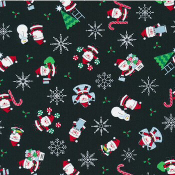 Candy Cane Lane 24120-15 Charcoal Santa Novelty Snowman by Moda Fabrics