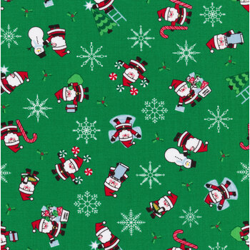 Candy Cane Lane 24120-14 Evergreen Santa Novelty Snowman by Moda Fabrics