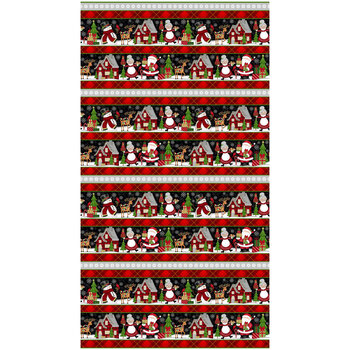 Winter Lodge Red Poinsettia Repeating Stripe Border 3303-88 from Studio E by the yard