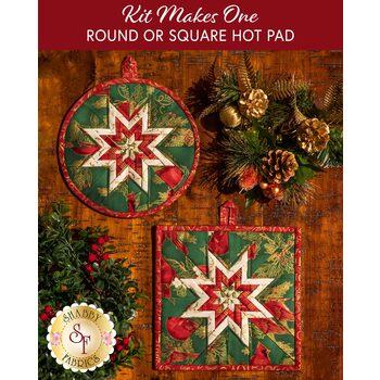  Folded Star Hot Pad Kit - Winter's Grandeur 9 - Round OR Square - Green