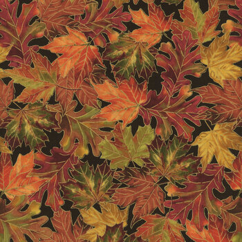 Autumn Leaves CM1289-Black by Timeless Treasures Fabrics