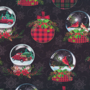 Joy of the Season 13093-12 Ornaments Black by Benartex