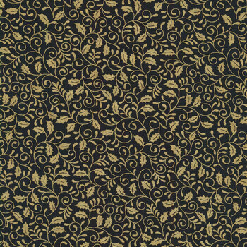 Holiday Wishes 7772-4G Black Gold by Hoffman Fabrics REM