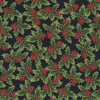 Holiday Wishes 7770-4G Black Gold by Hoffman Fabrics