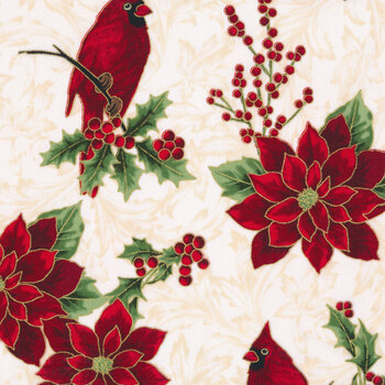 Holiday Wishes 7767-20G Natural Gold by Hoffman Fabrics