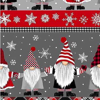 Gnome for the Holidays C1366-Grey by Timeless Treasures Fabrics
