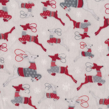 Winter Rendezvous F419-90 Gray/Red by Jan Shade Beach for Henry Glass Fabrics