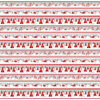Winter Rendezvous F423-89 Gray/Red by Jan Shade Beach for Henry Glass Fabrics