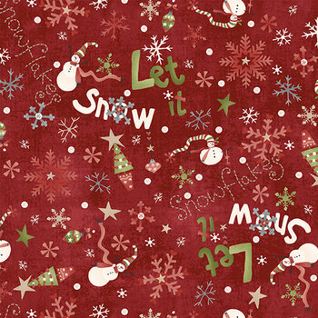 Let It Snow 2878F-88 Red by Janet Rae Nesbitt from Henry Glass Fabrics