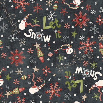 Let It Snow 2878F-99 Charcoal by Janet Rae Nesbitt from Henry Glass Fabrics
