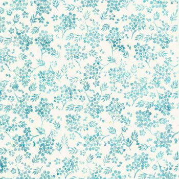 100 % Cotton fabric ~  greens,teal,gray rocks black outline purple flowers ~ BTY
