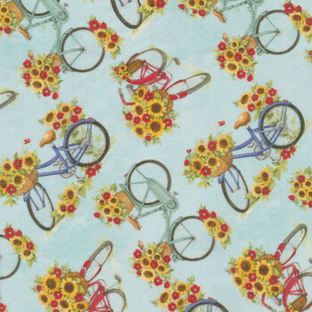 Sunny Yellow Tossed Sunflowers Cotton Woven Apparel Fabric by The Yard 