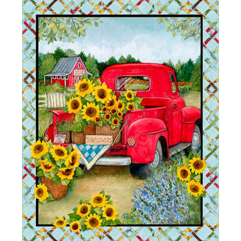 Springs Creative Trucks & Sunflowers Red Trucks and Sunflowers Panel by Springs Creative