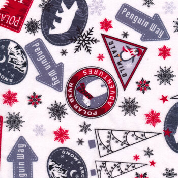 Winter Comfort Flannel 12764F-09 Snowy Signs White by Kanvas Studio for Benartex