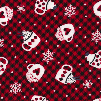 Winter Comfort Flannel 12765F-19 Snowy Cocoa Black/Red by Kanvas Studio for Benartex