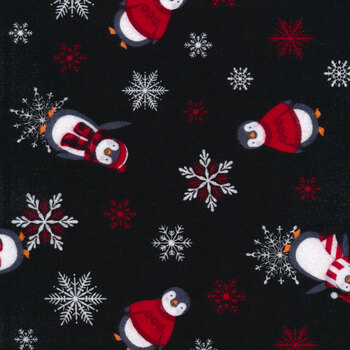 Winter Comfort Flannel 12766F-12 Playful Penguins White by Kanvas Studio for Benartex