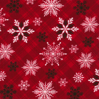 Winter Comfort Flannel 12767F-10 Snowflake Plaid Red by Kanvas Studio for Benartex