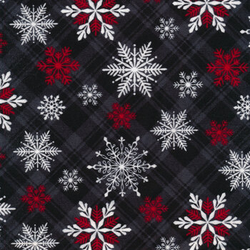 Winter Comfort Flannel 12767F-12 Snowflake Plaid Black by Kanvas Studio for Benartex